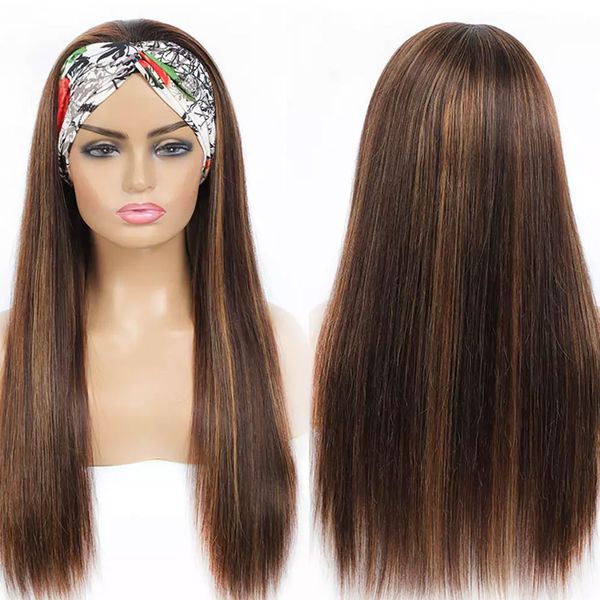 

18 20 22 24 26 28 30inch headband wigs long ombre highlight straight hair wigs heat resistant hair synthetic daily wigsfactory direct, Black