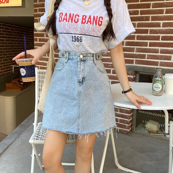 

skirts korean version 2021 high waist and thin buttocks fashion denim skirt women's, Black