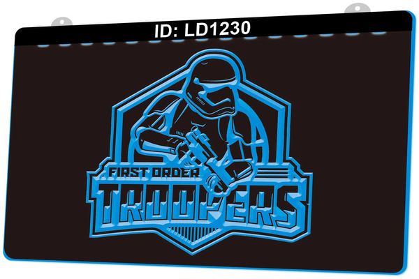 LD1230 Primeira Ordem Troopers 3D gravura LED sinal de luz atacado