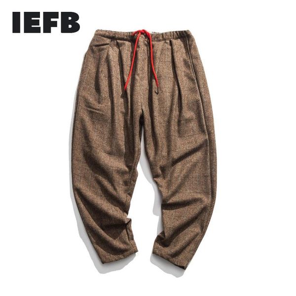 

men's autumn winter woolen pants for male loose elastic waist drawstring hip hop warm sweatpants trousers 9y4388, Black