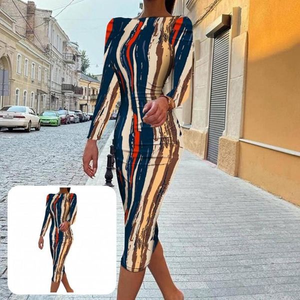 

casual dresses unique design all-match vintage print backless party dress for banquet, Black;gray