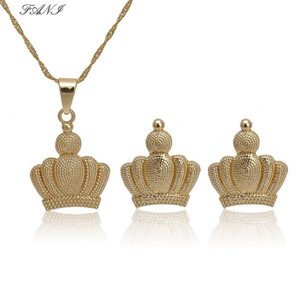 

earrings & necklace good imperial crown vintage round jewelry set for women pendant party wedding hollow out sets, Silver