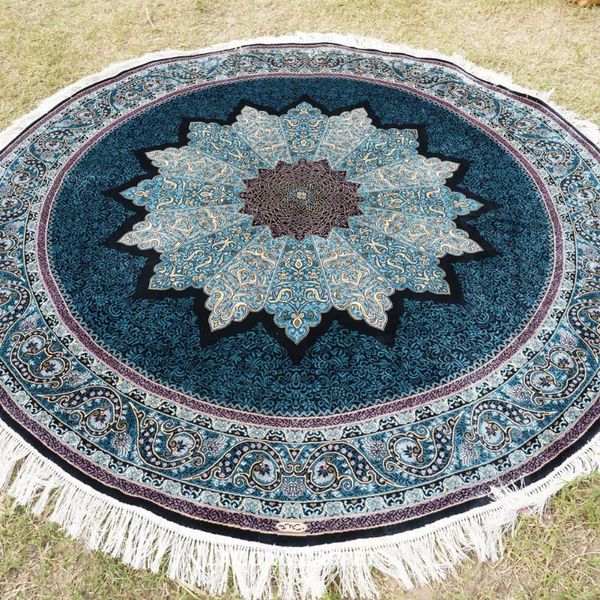 

carpets 6'x6' persian hand-woven indoor silk area carpet qum (ywx142a)