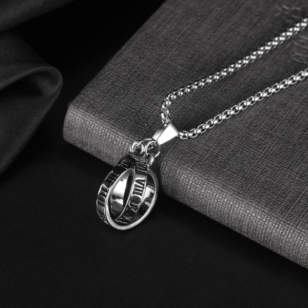 

chains jialy european fashion punk roman numerals sweater charm pendant stainless steel necklace chain for girl boy jewelry gift, Silver