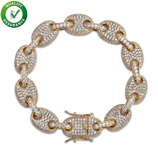 

luxury designer jewelry mens gold bracelets charm bangles hip hop iced out diamond tennis bracelet pandora style bracelet love link chain, Black