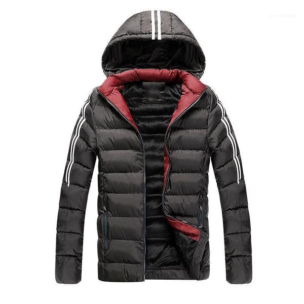 

men's down & parkas 2021 winter men cotton jacket hooded plus velvet thick warm slim casual clothing1, Black