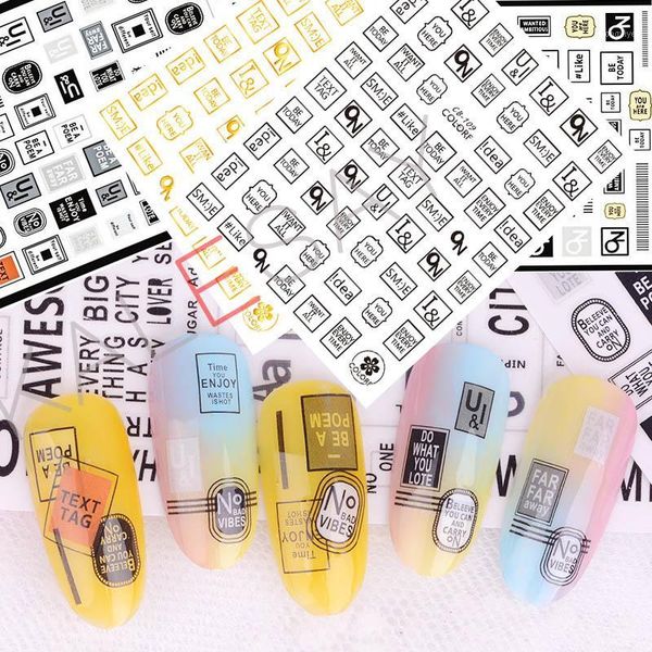 

you heretext tag 3d nail sticker for nails self-adhesive label decals idea manicure design art decoration on love1, Black