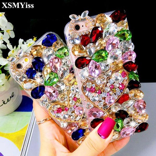 

xsmyiss bling lovely crystal diamonds rhinestone 3d stones phone case cover for a8 a6 plus a50 a70 a90 j6 j8 2021 j5 j7 cell cases