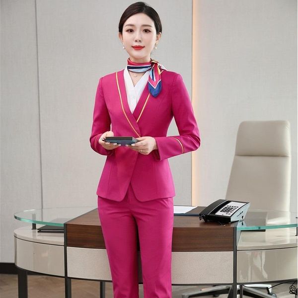

women's two piece pants novelty fashion red formal women business suits with and ladies office work wear professional ol styles blazer, White