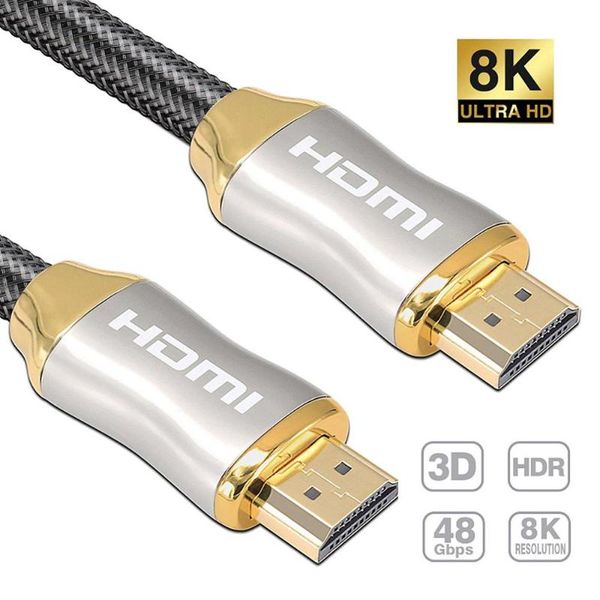 

audio cables & connectors 8k 60hz cable ultra hd 2.1 gold plated 3d 4k 120hz high-speed 48gbps cord for tv ps4 pc 1m 1.5m 2m 3m