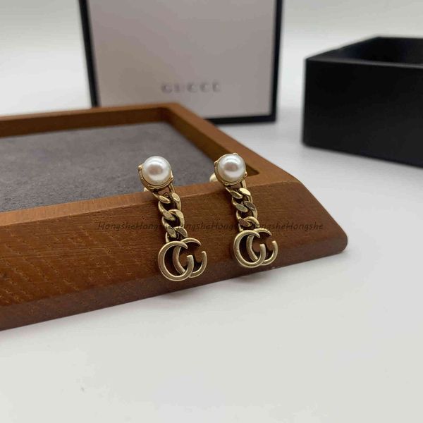 

special offer 70% off luxury jewelry 21 years old double female earring earrings pearl chain star temperament trembling tiktok ikwb, Golden