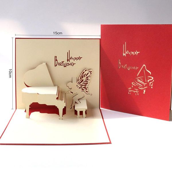 

greeting cards 2pcs red 3d up card music piano pattern paper carving romantic christmas birthday aniversary
