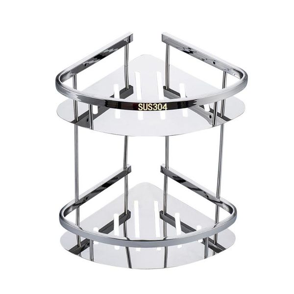 

hooks & rails stainless steel double layer basket storage rack bathroom corner