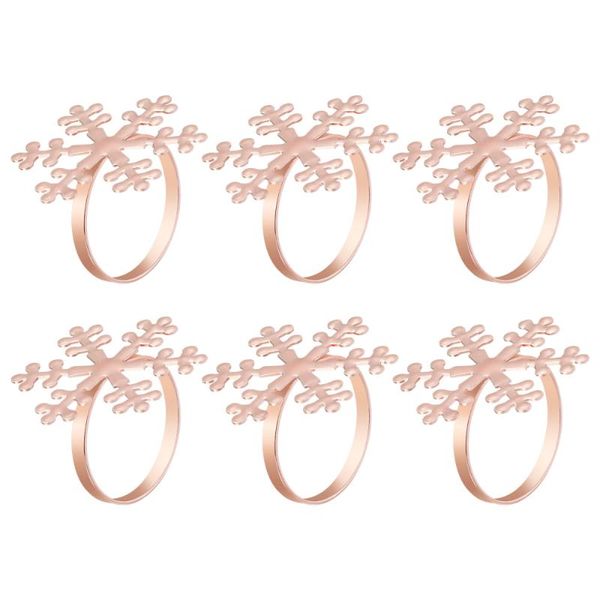 

amosfun 6 pcs christmas snowflake shaped napkin rings party dinning table setting decoration (rose gold)