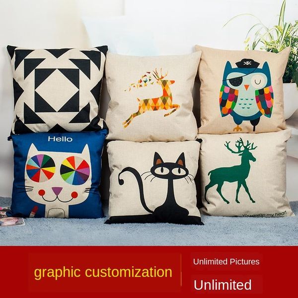 

pillow case cartoon linen customized car cushion sofa napkin cover