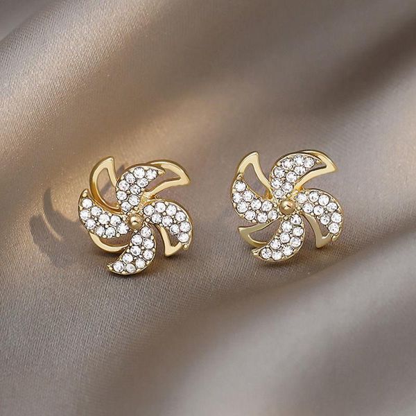 

stud younq genuine s925 sterling silver cute windmill earrings gold/silver fashion fine high-end for women wedding sbe009, Golden;silver