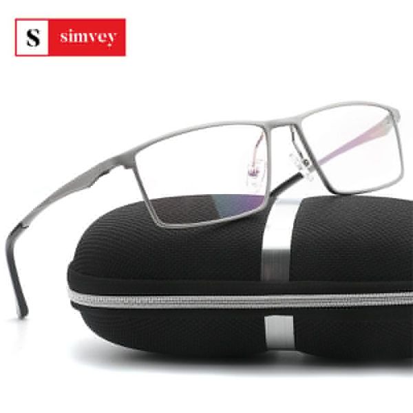 

fashion sunglasses frames simvey square aluminum prescription glasses frame myopia eyeglasses business style men optical half rim, Black