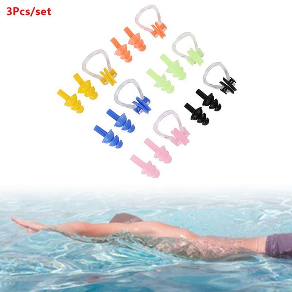 

nose clip 3pcs earplugs waterproof swimming soft silicone ear plugs set surf diving pool accessories