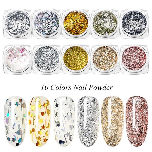 

nail glitter four lily for nails mixed butterfly sequin laser gold sliver art flakes paillette manicure decoration design, Silver;gold