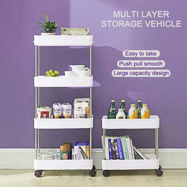 

hooks & rails 2021 upgrade multi-layer storage rolling wheels cart thicker material kitchen bathroom organizer household rack mobile shelf