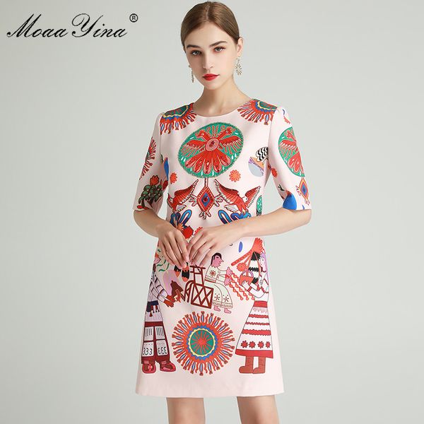 

fashion designer dress summer women's dress half sleeve beaded diamond indie folk print dresses 210524, Black;gray