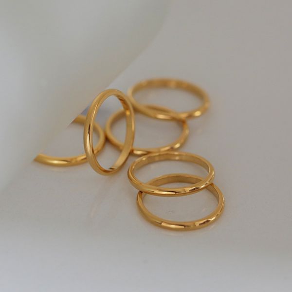 

plain index finger female titanium steel 18k color gold ins cool wind personality small tail ring fashion, Black