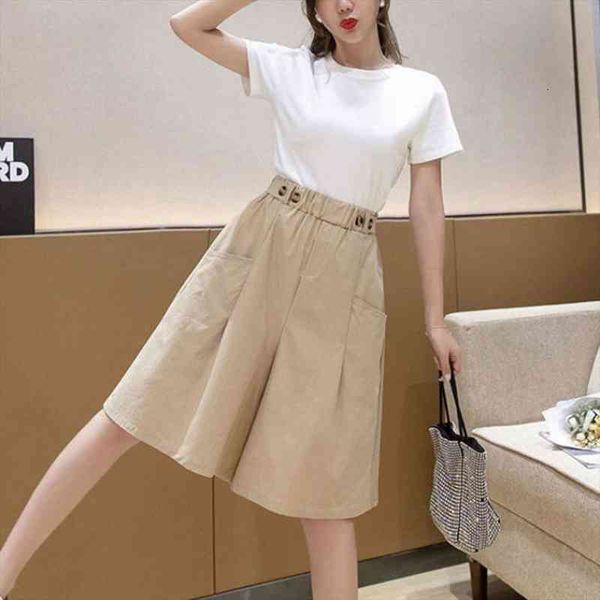 

womens summer shorts long with high waist female loose white classic knee-length office wide womens shorts black candy, White;black