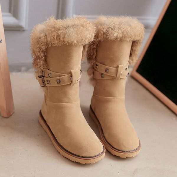 

boots russia winter shoes women warm plush fur snow, Black
