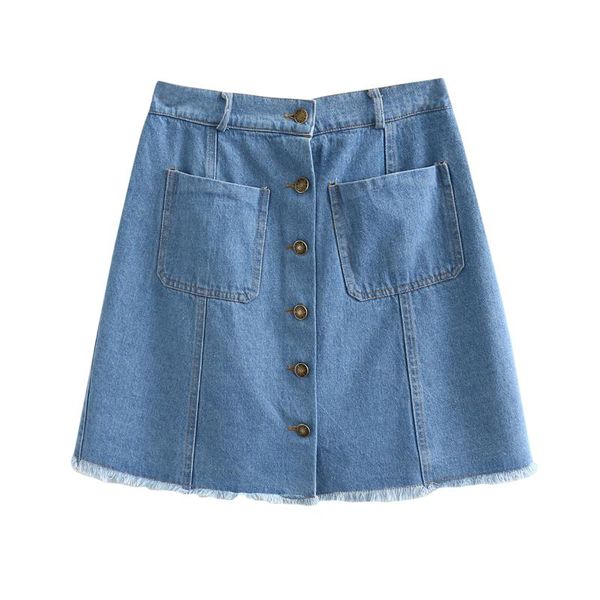 

skirts women summer skirt lady bottoms female solid color a line washed denim single-breasted fashion plus size falda a22 2384, Black