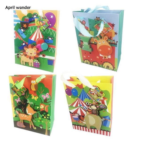 

gift wrap 4pcs/lot lovely shining animal party bags handbags paper for wedding birthday supplies grand event favors
