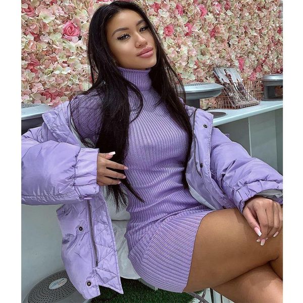 

casual dresses knitted warm autumn women mini dress turtleneck ribbed purple bodycon clubwear lady solid pencil, Black;gray