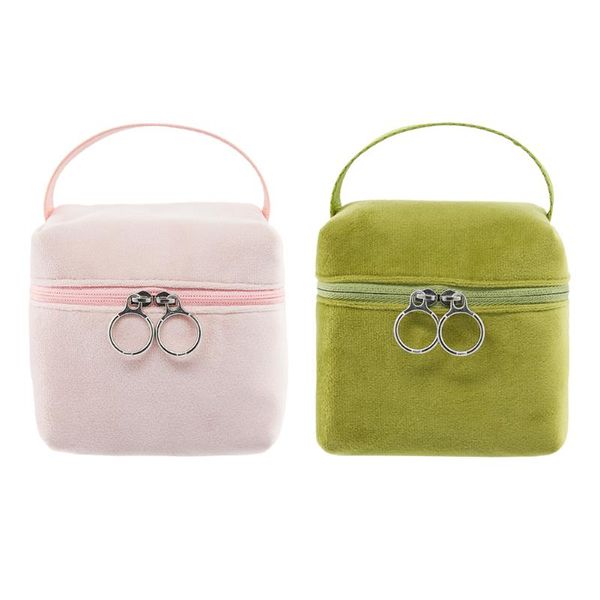 

practical solid color cosmetic bags convenient classic texture travel makeup mini clutch handbag toiletry wash pouch & cases