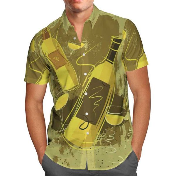 

men's casual shirts glass bottle 3d print beach hawaiian 2021 summer shirt short sleeve streetwear oversized 5xl camisa social chemise, White;black