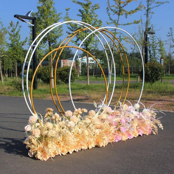 

party decoration wedding props wrought iron background double ring arch shelf outdoor lawn garden