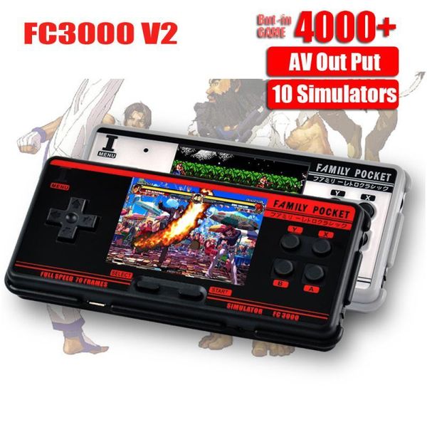 

portable game players fc3000 v2 retro handheld video console built-in 4000+ support 10 formats av out put