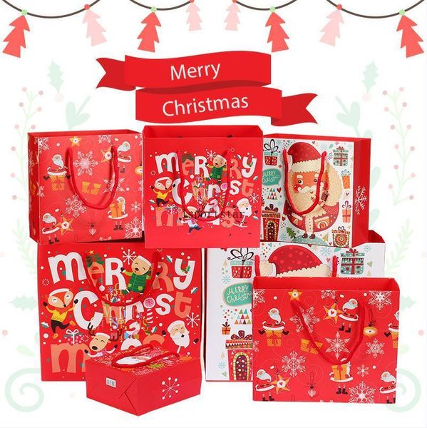 

red paper bags for party christmas gift pack bag snowflake christmas candy box new year kids favors bag decorations 2021 fy4764