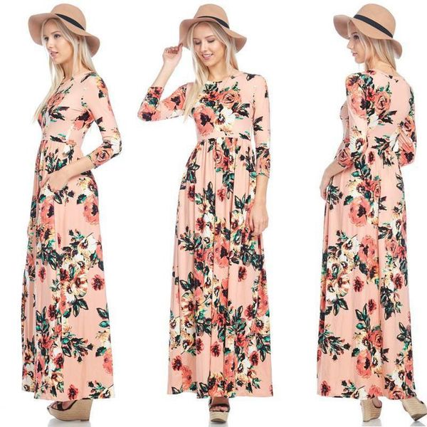 

casual dresses maxi dress 2021 summer floral print long boho beach tunic evening party sundress vestidos largos mujer 3xl, Black;gray