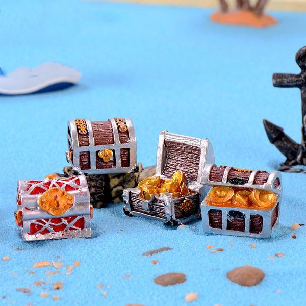

treasure chest boxs pirate gold coins ornaments antique creative resin crafts mini aquarium landscape fish tank decoration decorations