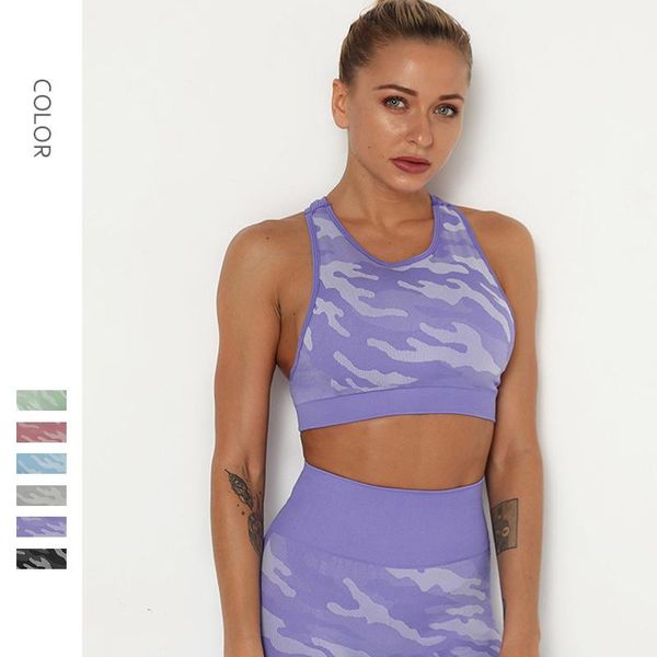 

women's gym fitness workout underwear breathable running seamless camouflage yoga bra mesh elastic slim girl sports vest clothing, White;black