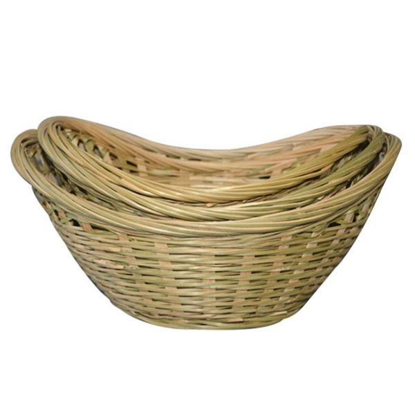 

woven ingot basket bamboo handicraft home decor natural environmental protection storage fruit plate, 3pcs baskets