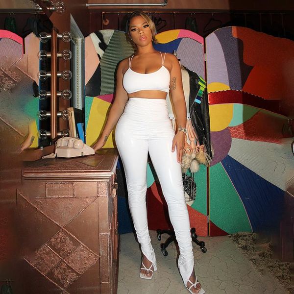 

skinny pu leather pantalones winter 2021 lady trousers women faux pant trouser split stacked pants black high waist women's & capris, Black;white