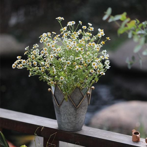 

retro american nostalgic gray tin crown gardening flower pot bucket candle holder decoration ornaments sundries vases