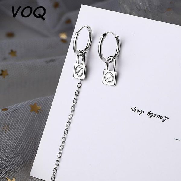 

dangle & chandelier voq 925 sterling silver punk hip hop long lock tassel asymmetrical earrings fashion ladies jewelry accessories