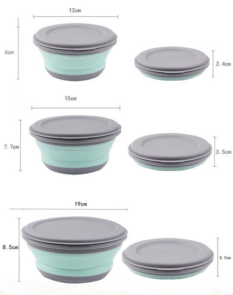 

cat bowls & feeders 3pcs s m l silicone dog feeder bowl with carabiner folding portable feeding supplies food water container pet accessorie