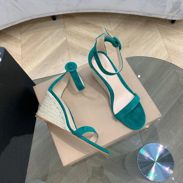 

sandals large size35-41 women elegant open-toes genuine leather ladies wedge heels zapatillas mujer designer shoes, Black