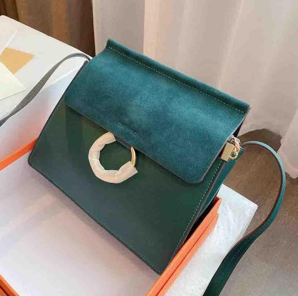 

new luxury handbag chain ring faye small square fashion one shoulder straddle women's cow leather frosted hloe bags