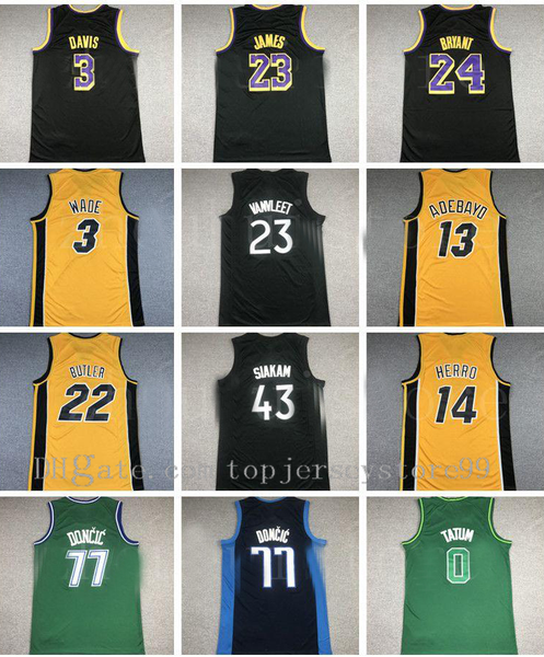 

anthony 3 davis jimmy 22 butler dwyane 3 wade edition 13 adebayo 43 siakam vanvleet doncic lebron23 james tyler 14 herro jersey, Black;red