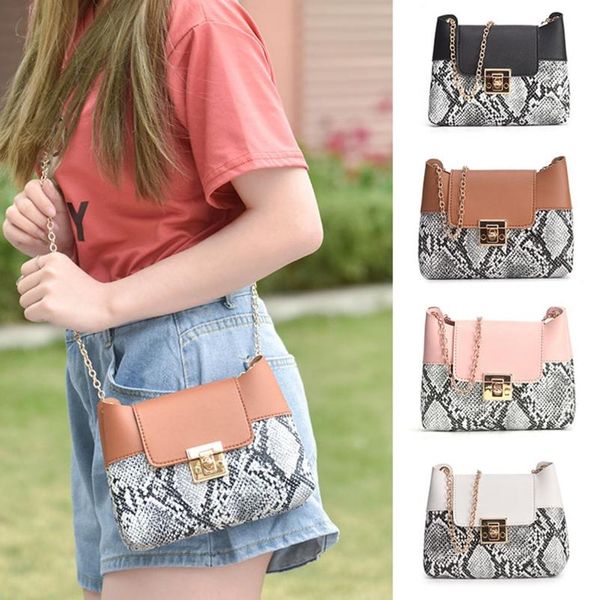 

evening bags women's handbags retro leather chain shoulder serpentine printed small square bag casaul phone coins ladies totes sac