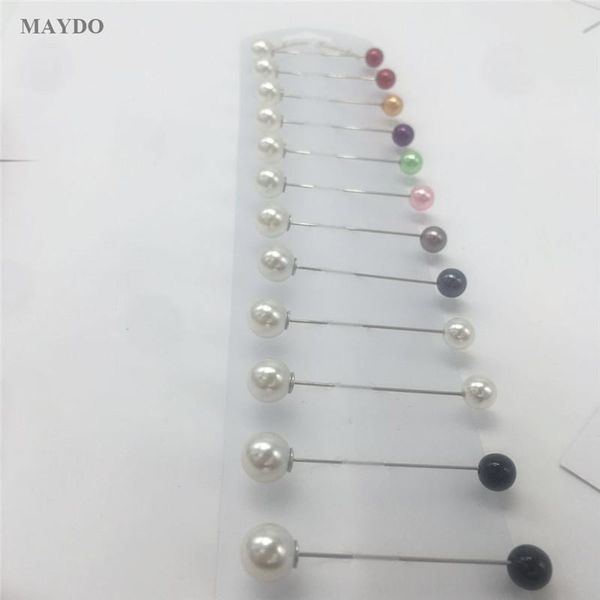 

pins, brooches sp145 12pcs/pack pin round women safety imitation pearls scarf hijab pins muslim brooch, Gray