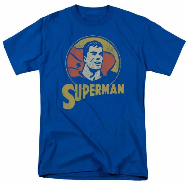 

superman super circle t shirt mens licensed clark kent dc comic tee royal blue, White;black